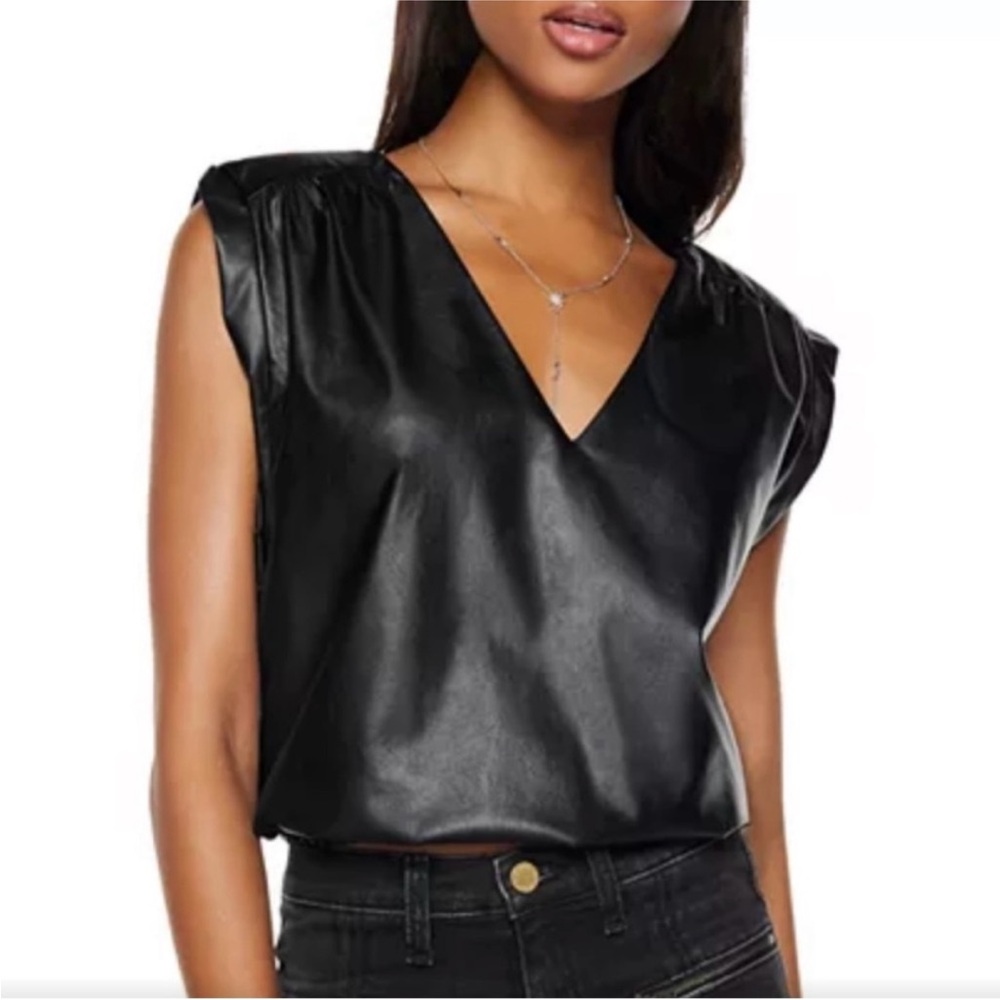 Ramy Brook‎ Annabelle Faux Leather Top